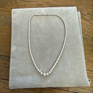 15ct lab grown diamond tennis necklace. 14k. Three prong 16”